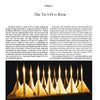 An open book page titled "Tupolev Tu‑144" by Schiffer Publishing, Ltd. shows a yellow-orange-lit photo of triangular shapes resembling Soviet supersonic aircraft noses, with detailed info above and a caption below.