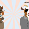 Illustration of a fox with magnifying glass and a goat in sunglasses on an adventure. Text reads: Detectives Fox and Goat are on the trail in "The Vanishing Baseball Cap" by Schiffer Publishing, Ltd.—perfect for any toddler board book.