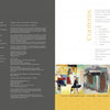 A two-page spread from Encaustic Art in the Twenty-First Century (Schiffer Publishing, Ltd.): left page lists credits/contributors in small text; right page has a vertical “Contents,” a table of contents, abstract encaustic art, and a honeycomb pattern at the bottom.