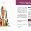 An open copy of "Andean Sling Braids" by Schiffer Publishing, Ltd. displays colorful braided cords, text and illustrations on warp preparation for Andean braiding, diagrams of Peruvian sling braids, and a warp length chart.