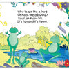 In Busy Bodies by Schiffer Publishing, Ltd., three green frogs leap by the pond, surrounded by flowers and reeds, while a butterfly hovers above. This playful picture book invites kids to hop, leap, and laugh—making exercise fun!.