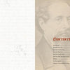 A sepia-toned image of a man’s face forms the backdrop for the table of contents, with section titles and page numbers on the right under “Contents” in red—ideal for The Charles Dickens Tarot by Schiffer Publishing, Ltd.