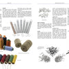 The "Upholstery" book by Schiffer Publishing, Ltd. features images of threads, spools, needles, tacks, and tools with step-by-step upholstery techniques and clear text—ideal for beginners and enthusiasts alike.