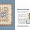 On the left is a tan, blue, and white star motif quilt. On the right, text about FDR appears beside an open book, "World War II Quilts, 2nd Edition" by Schiffer Publishing, Ltd., displaying patterns and fabric swatches linked to American quilt history.