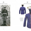 On the left, “China Horse Marine” by Schiffer Publishing, Ltd. shows a black-and-white photo of a Horse Marine in uniform with a horse; on the right, a blue Marine dress jacket with matching hat on a mannequin recalls Peiping's China Marines.
