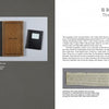 A two-page spread from Frances L. Goodrich's Coverlet and Counterpane Drafts (Schiffer Publishing) features textile photos, notebooks, and drafts on the left, with the chapter II. Drafts and Drawdowns title and a long textile strip on the right.