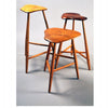 Three wooden stools with triangular seats and three legs, inspired by Wharton Esherick’s artistry, are displayed on a light gray background, highlighting the Wharton Esherick Studio & Collection from Schiffer Publishing, Ltd.