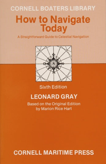 Book cover titled How to Navigate Today, published by Schiffer Publishing, Ltd., sixth edition, features a compass rose illustration and an orange and white design—ideal navigation textbook for beginners.