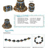 Mixed Media Jewelry Techniques by Schiffer Publishing, Ltd. offers a craft instruction page with beaded bead sets in blue, gold, and black, a materials list, and illustrated step-by-step jewelry assembly instructions.