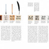 A two-page spread from "An Introduction to Calligraphy" by Schiffer Publishing, Ltd. displays illustrations of historic writing tools, samples of Western script styles, and text explaining the evolution of writing and lettering.