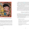 A colorful artwork by Fred Token in Schiffer Publishing, Ltd.’s book "Artists Write to Work" shows two abstract figures discussing how to explain art on a page about writing an artist statement or resume.