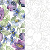 The Art for Joy’s Sake Journal by Schiffer Publishing, Ltd. features Kristy Rice-inspired watercolor florals in purple, blue, and green on the left, transitioning to grayscale outlines on the right—ideal for creative watercolor journaling.