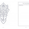 On the left, Awake by Schiffer Publishing, Ltd. features a detailed ornate elephant head; on the right, a blank Tech-Free Scribbles box invites mindful drawing or writing inspired by poetry and self-development prompts.