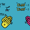 Clap on the 2 and 4 by Schiffer Publishing, Ltd. is a cartoon-style board book for toddlers, featuring colorful hands clapping, stick figures dancing, and large text showing the “CLAP - 2 - CLAP - 4” music pattern.