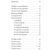 Table of contents for Tarot of the Enchanted Soul by Schiffer Publishing, Ltd., featuring Major Arcana, Court Cards, spreads, and suits—Cups, Swords, Wands, Coins—explore your deck’s divinatory power with easy page references.