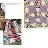 A collage inspired by "The Art of Make-Do Quilting" from Schiffer Publishing, Ltd., features three quilts—orange and white on a tree, red and white letters over a fence, and a close-up purple floral quilt blending vintage textiles with modern designs.