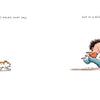 A boy stands with arms crossed as a cat rubs against him; on the right, he chases the cat. Text above: But what Mom will never, ever say, not in a million years—from "All the Things Mom Will Never Say" by Schiffer Publishing, Ltd.