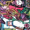 Powerful Perspectives" by Schiffer Publishing, Ltd. features colorful abstract art with whimsical shapes, faces, and bold pink, green, purple, and yellow hues. A yellow circle with the number 27 appears at the bottom center, resembling an oracle deck card.