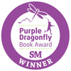 A purple and white logo inspired by confidence for kids, perfect for "Maia and the Very Tall Wall" from Schiffer Publishing, Ltd.