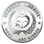 A silver medal with "READERS FAVORITE BOOK AWARD WINNER" encircles a stylized figure reading Schiffer Publishing, Ltd.’s Mega Awesome Notebook, flanked by laurel branches.